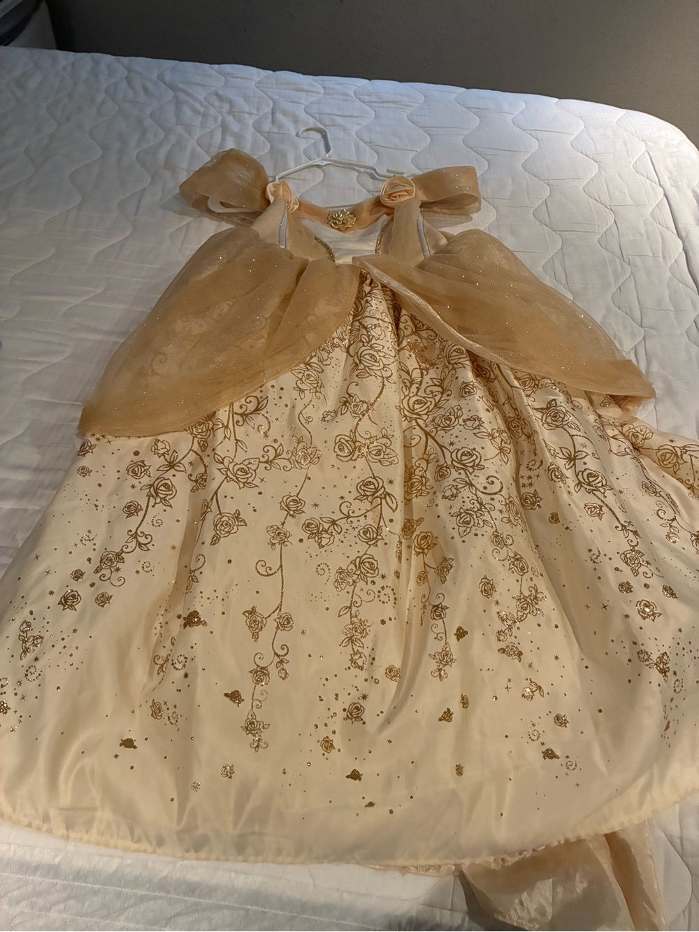 Disney Gold and Cream Princess Gown with Sparkle Overlay
